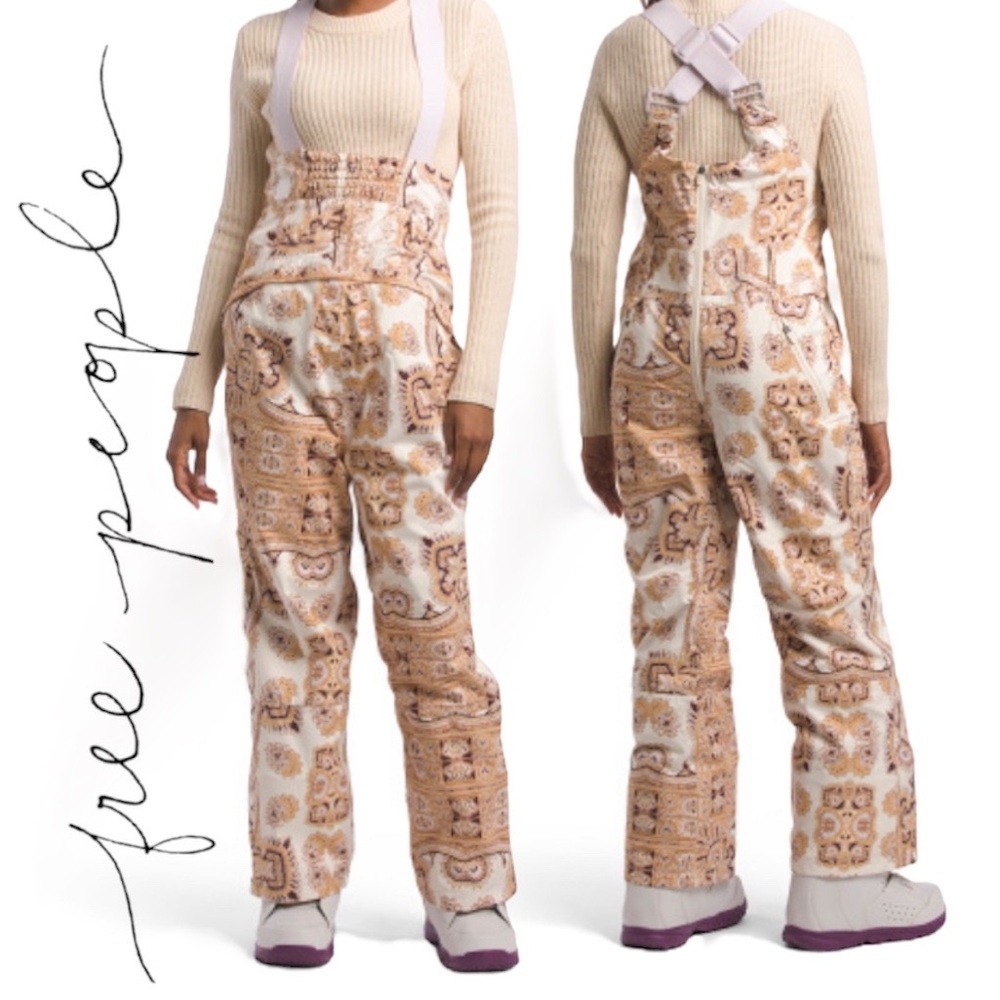 NWT Free People FP Movement Alpine Glow Printed Snow Bib, M